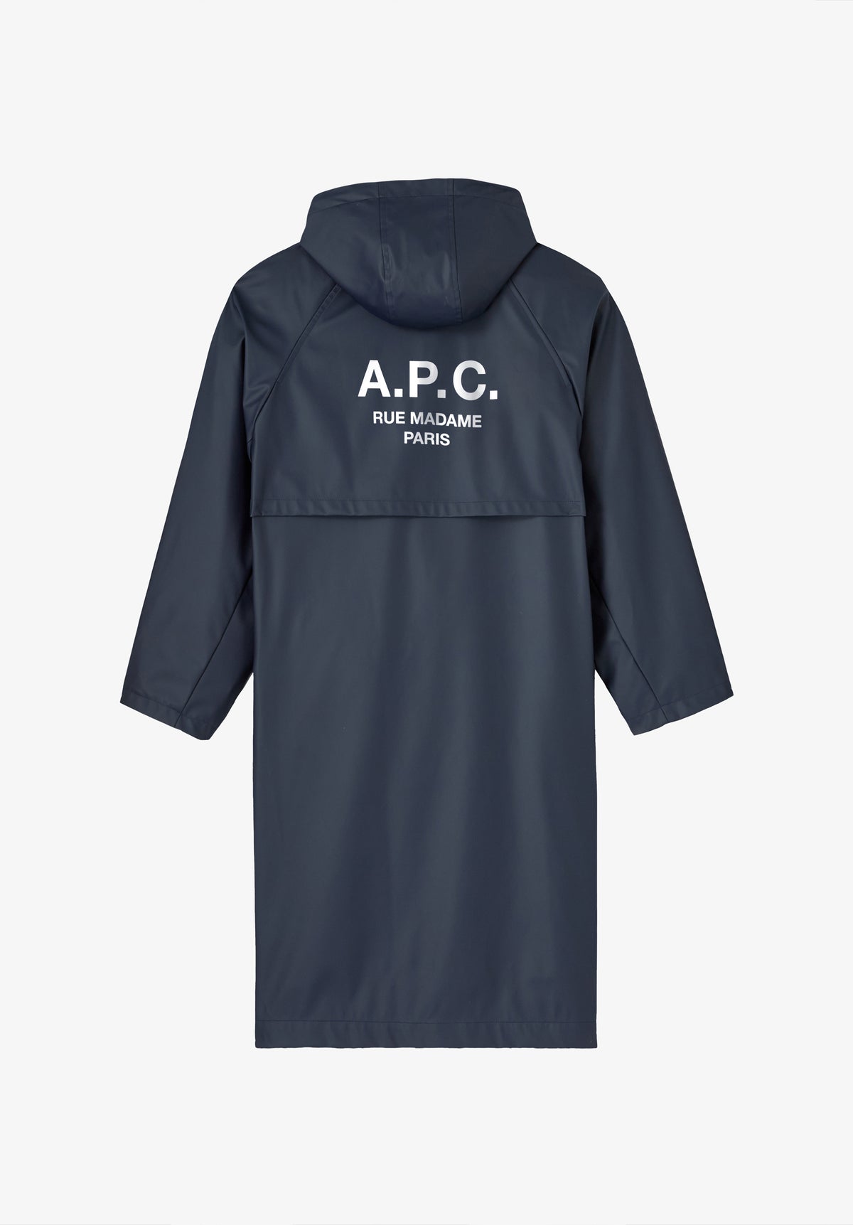 Long loose-fit navy blue parka