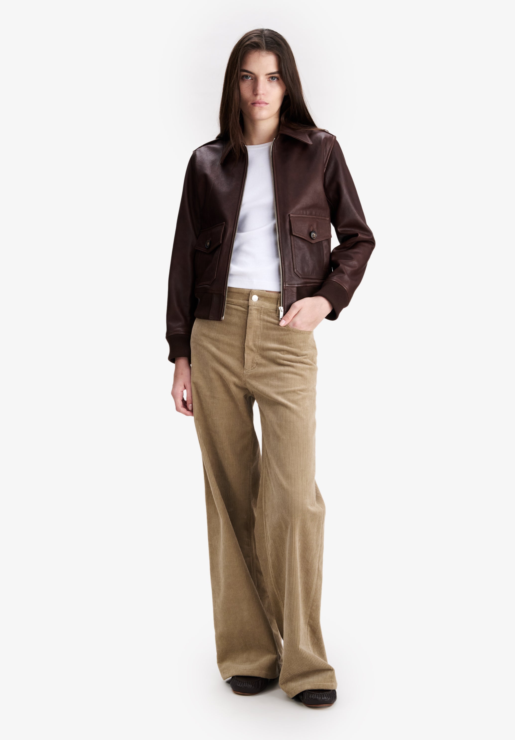 Short brown leather jacket | A.P.C.