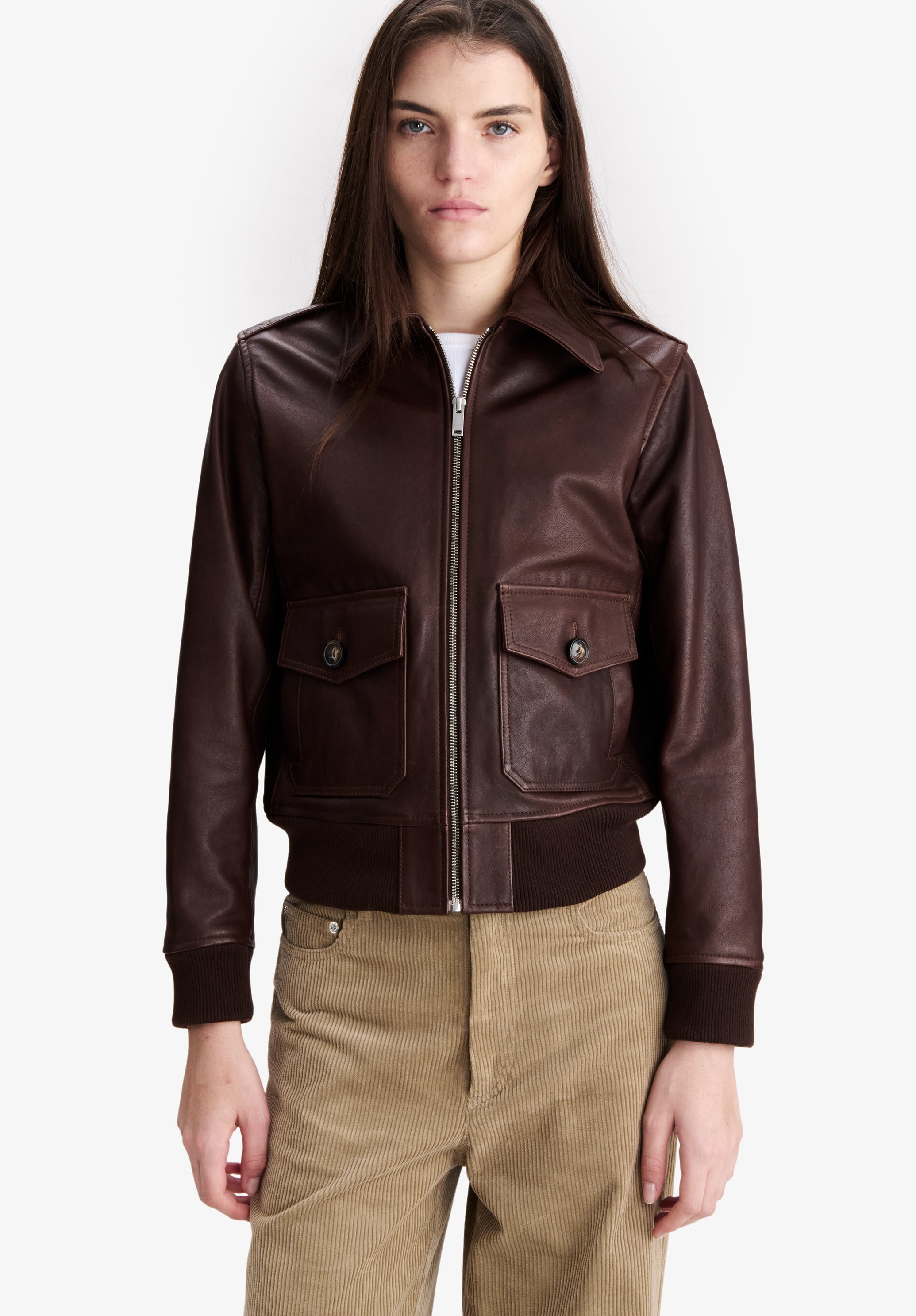 Short brown leather jacket - 3