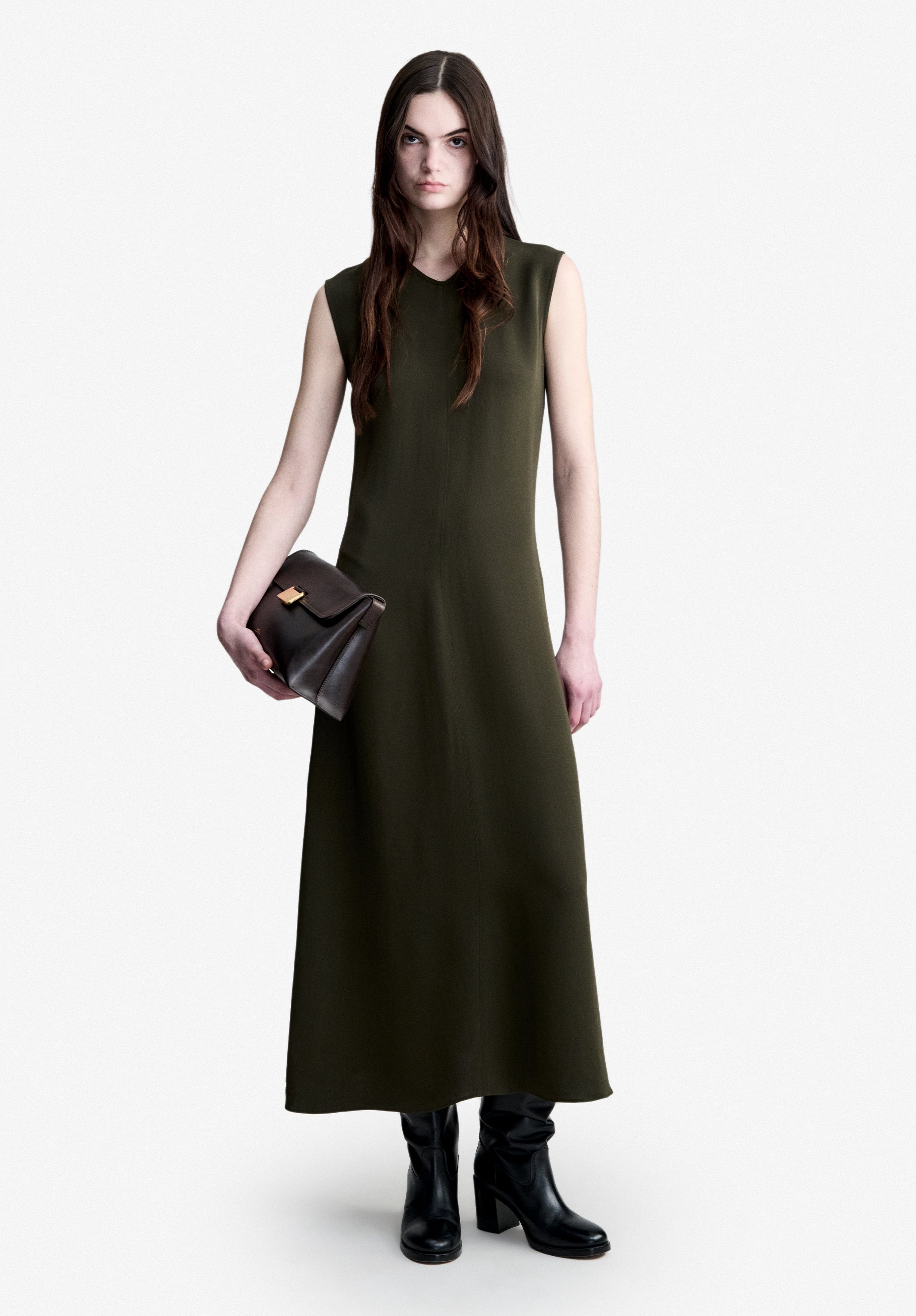 Flowing dark green dress - 1
