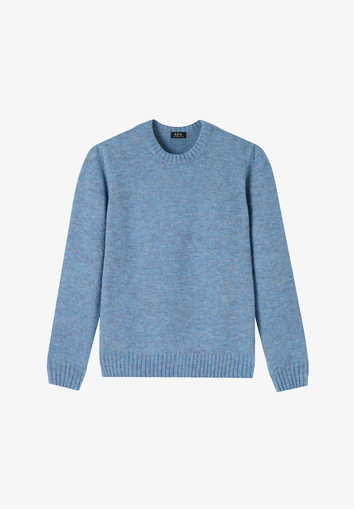 Loose-fit heather light blue and brick red sweater - 0