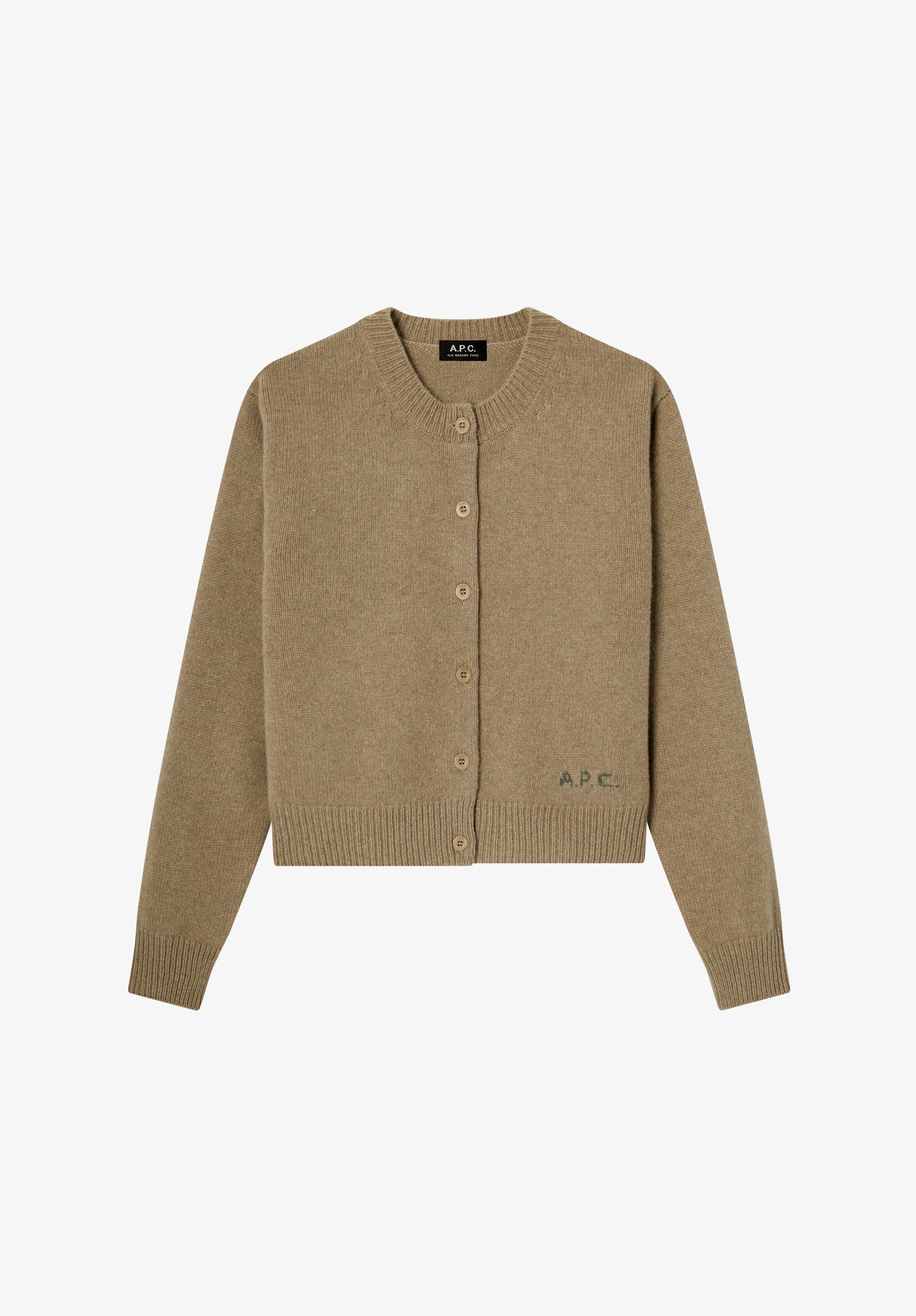 Short heather beige wool cardigan - 0