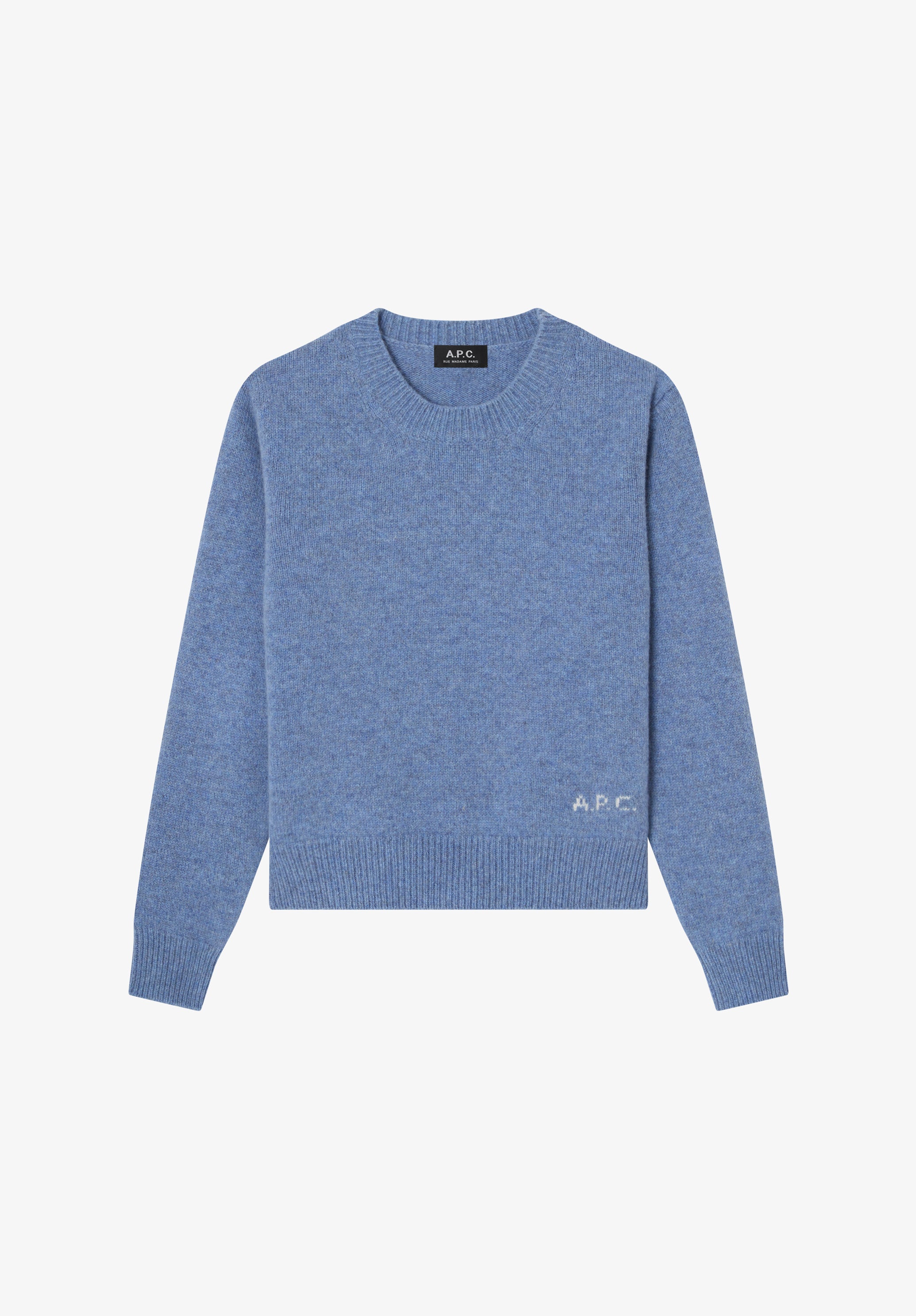 Grey-blue boxy wool sweater - 0