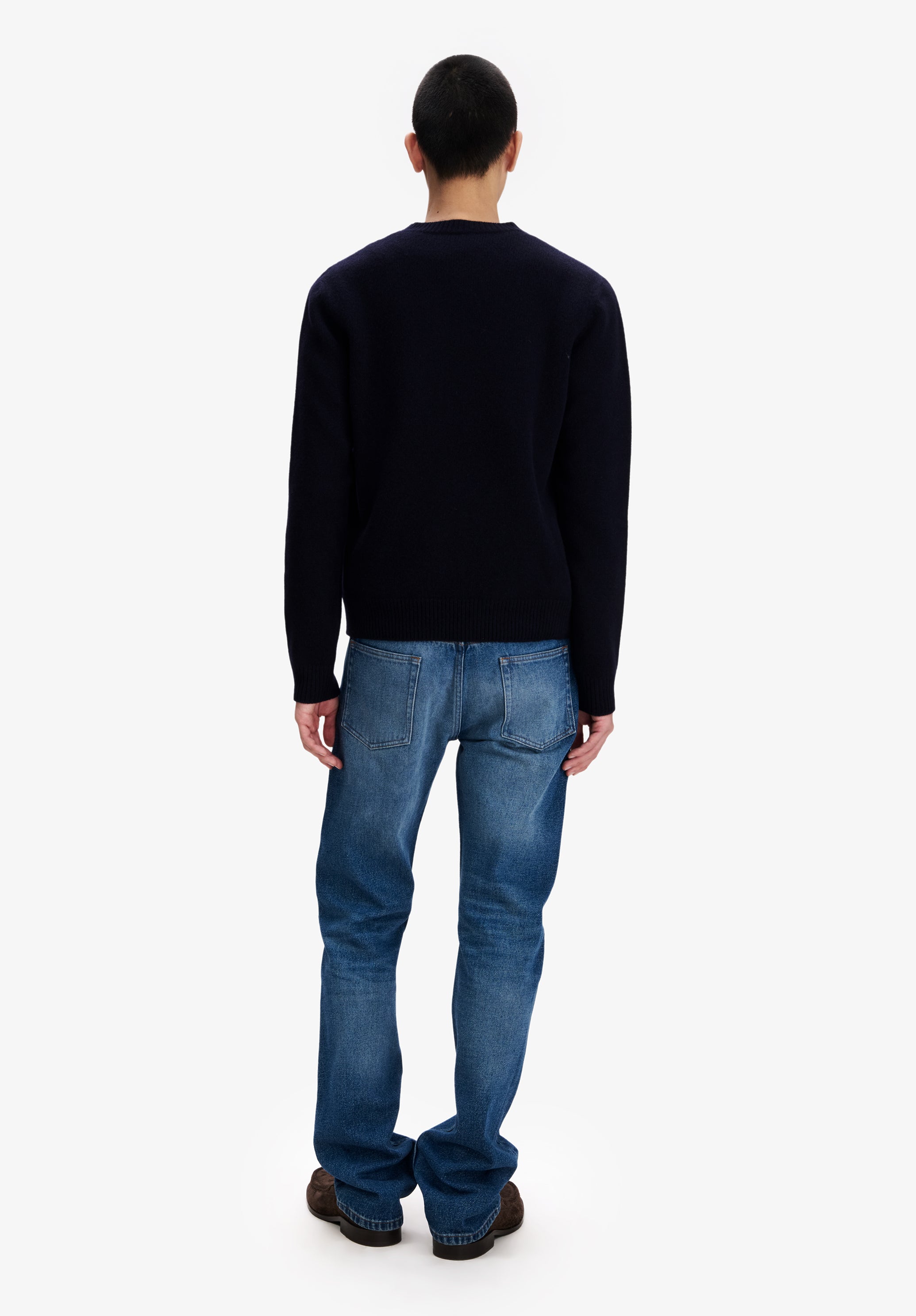 Loose navy blue wool sweater - 2