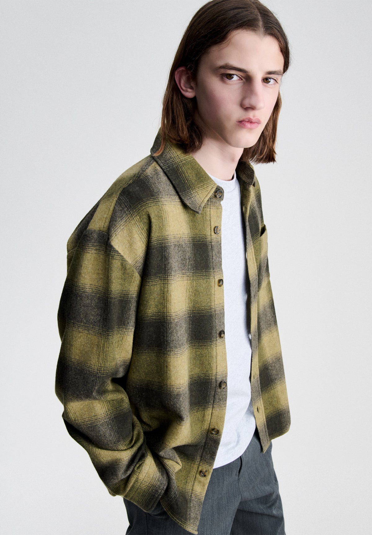Khaki checked overshirt