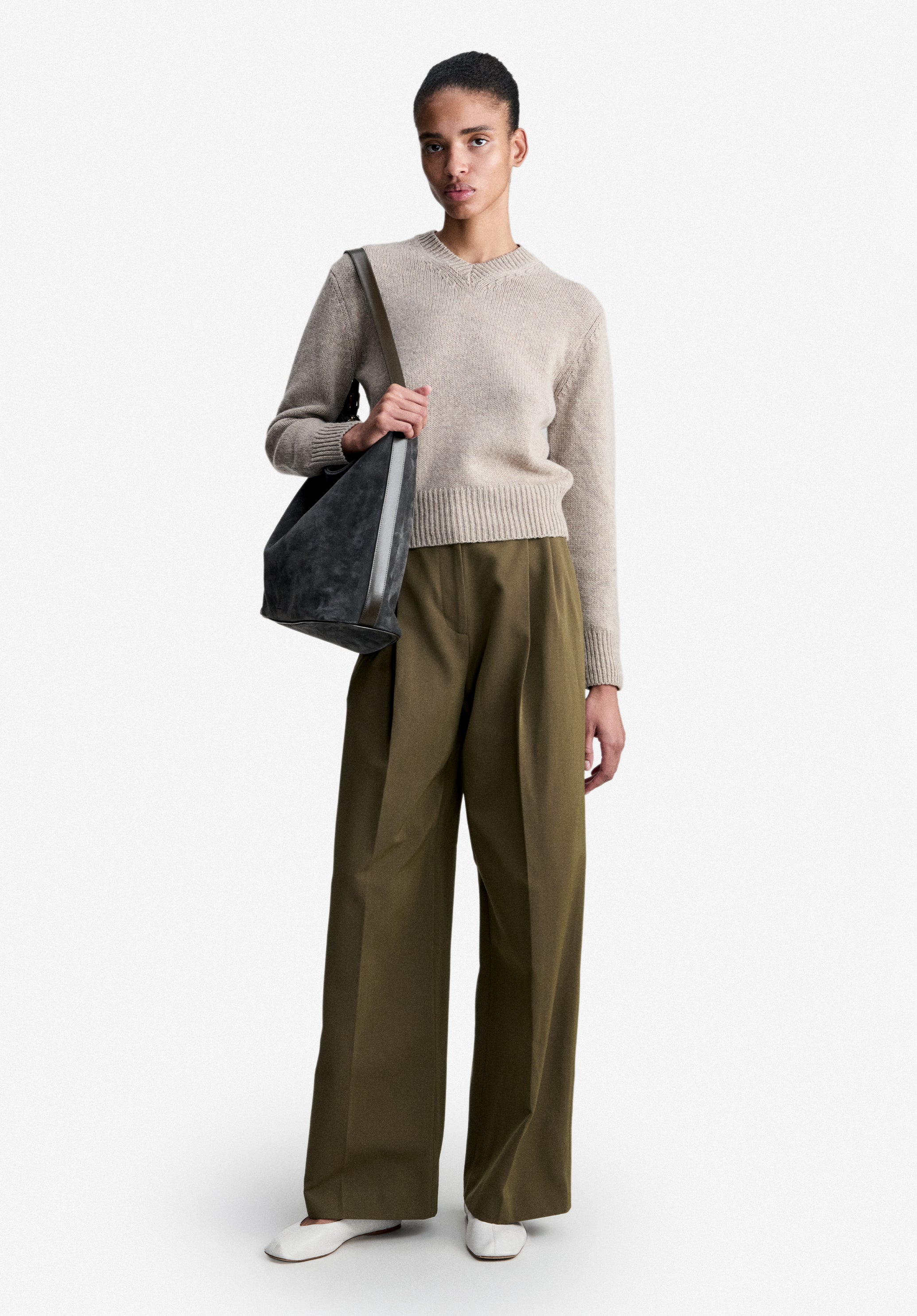 Taupe sweater in recycled wool - 1