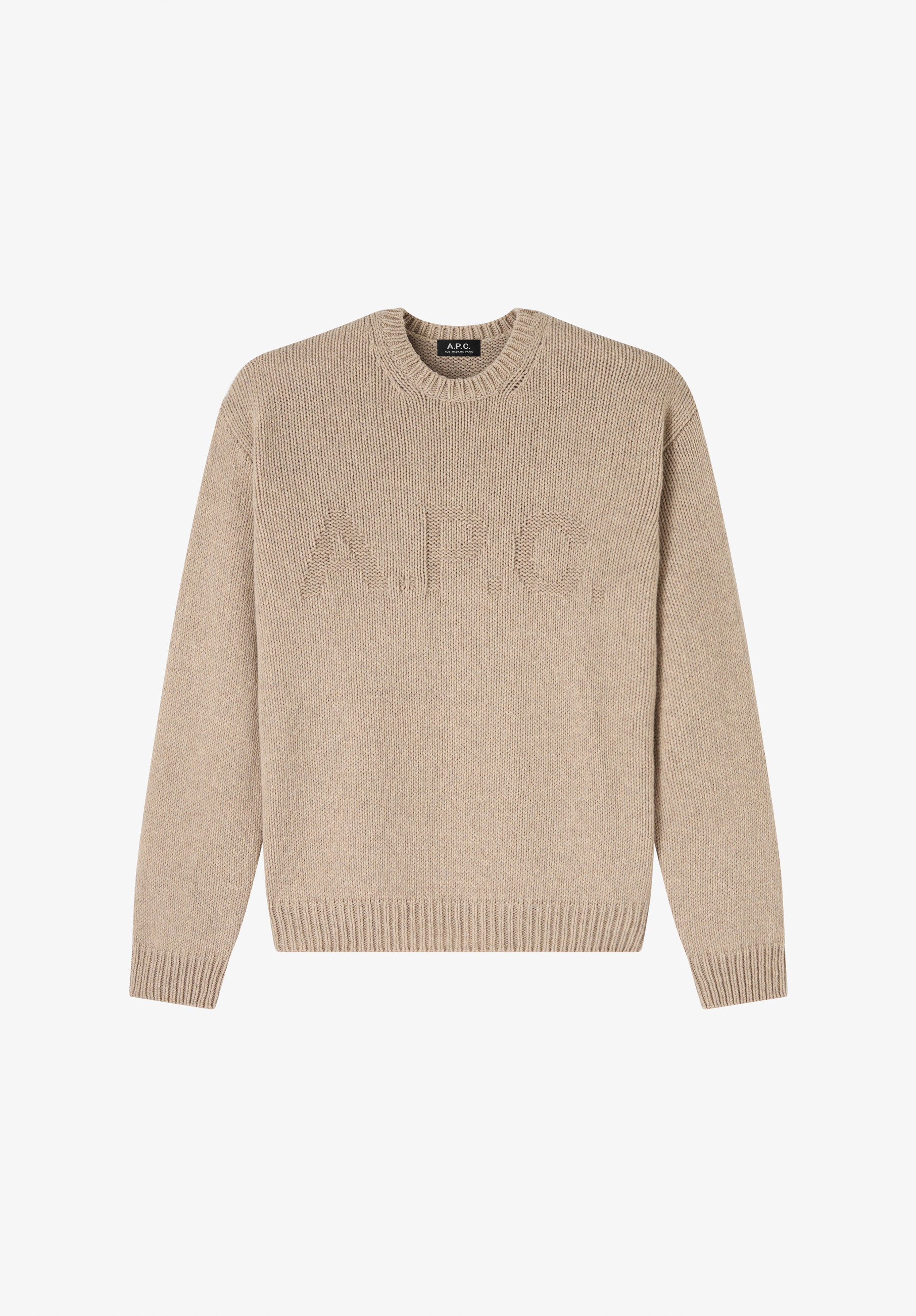 Taupe sweater with tone-on-tone A.P.C. logo - 0