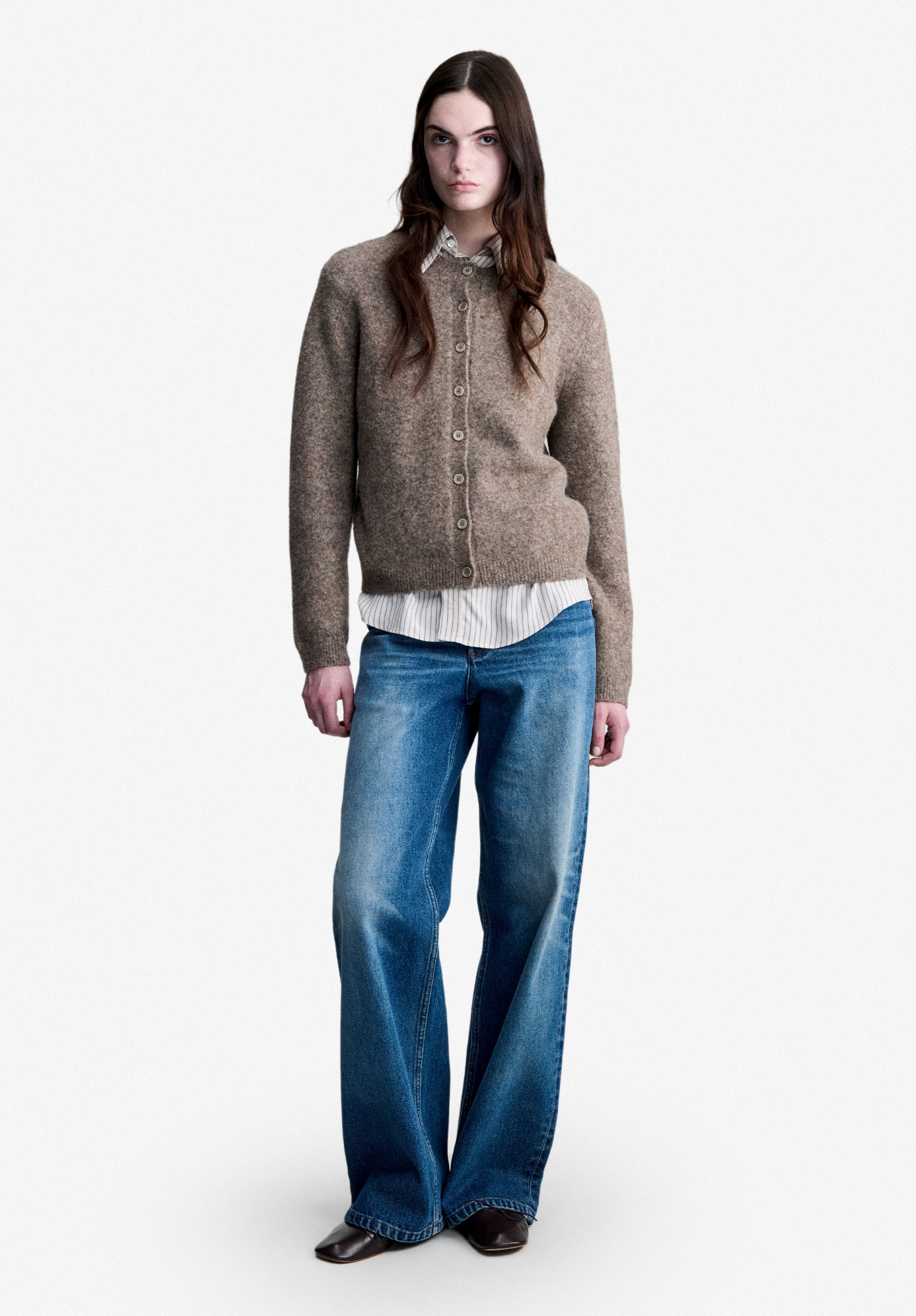Taupe alpaca wool cardigan - 1