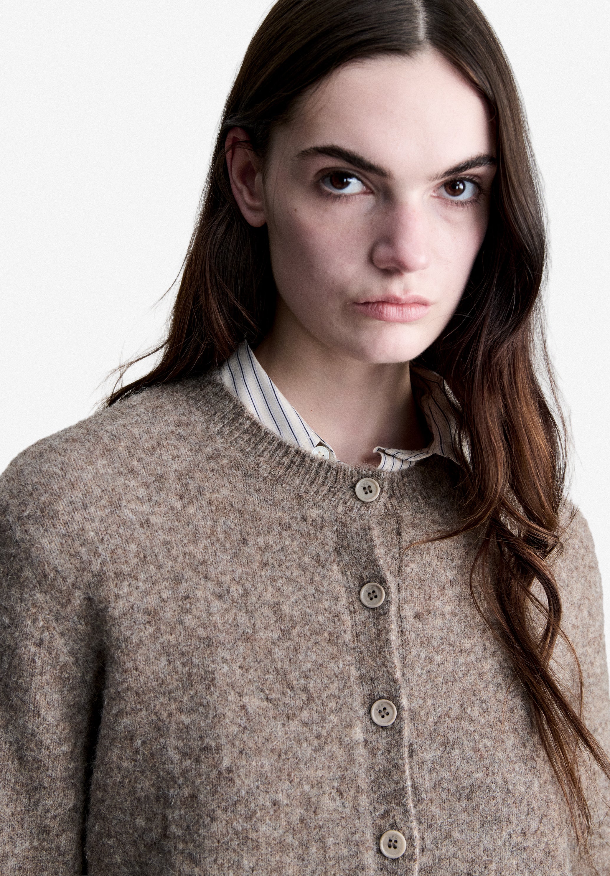 Taupe alpaca wool cardigan - 3
