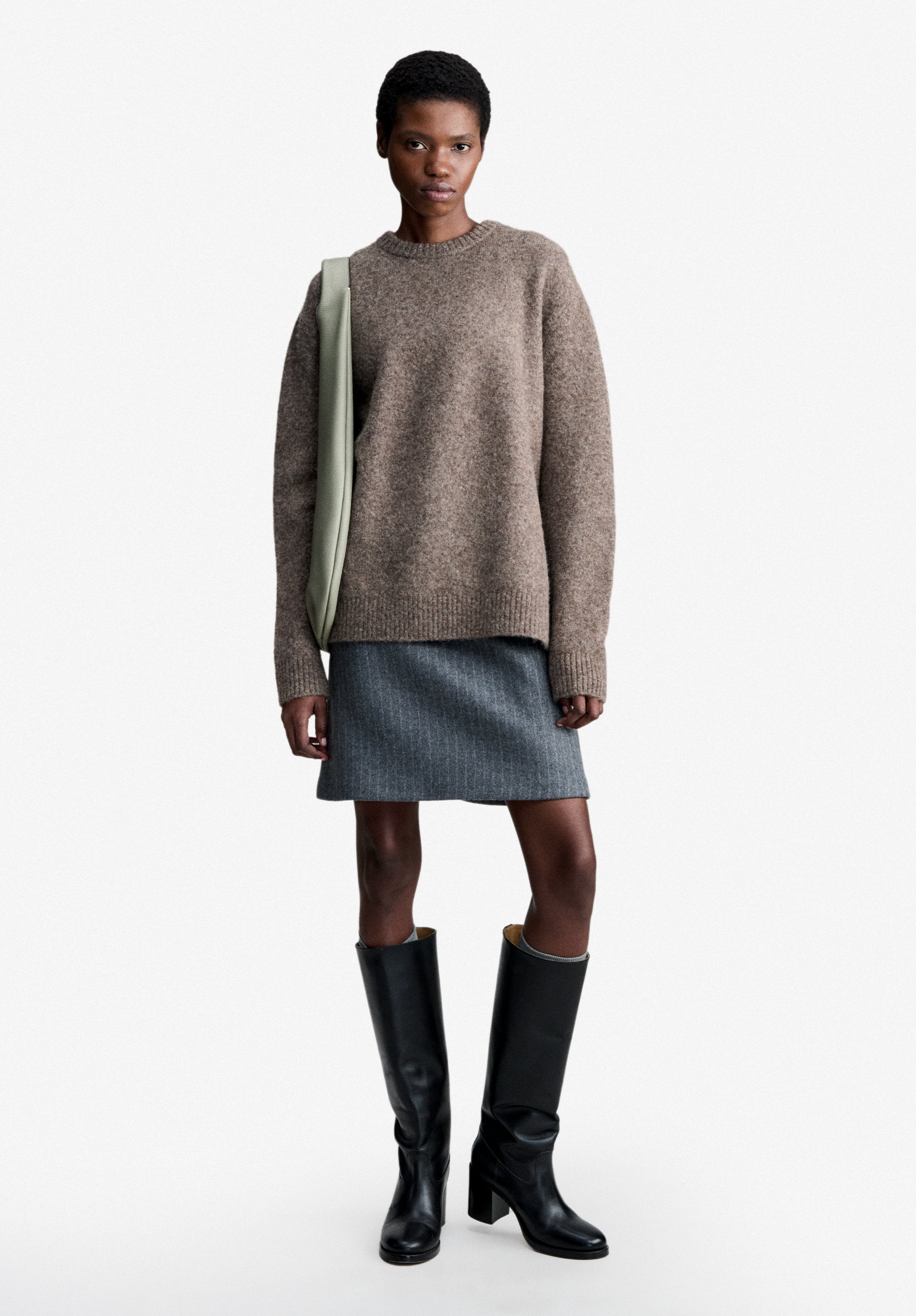 Loose-fit taupe brown sweater - 1