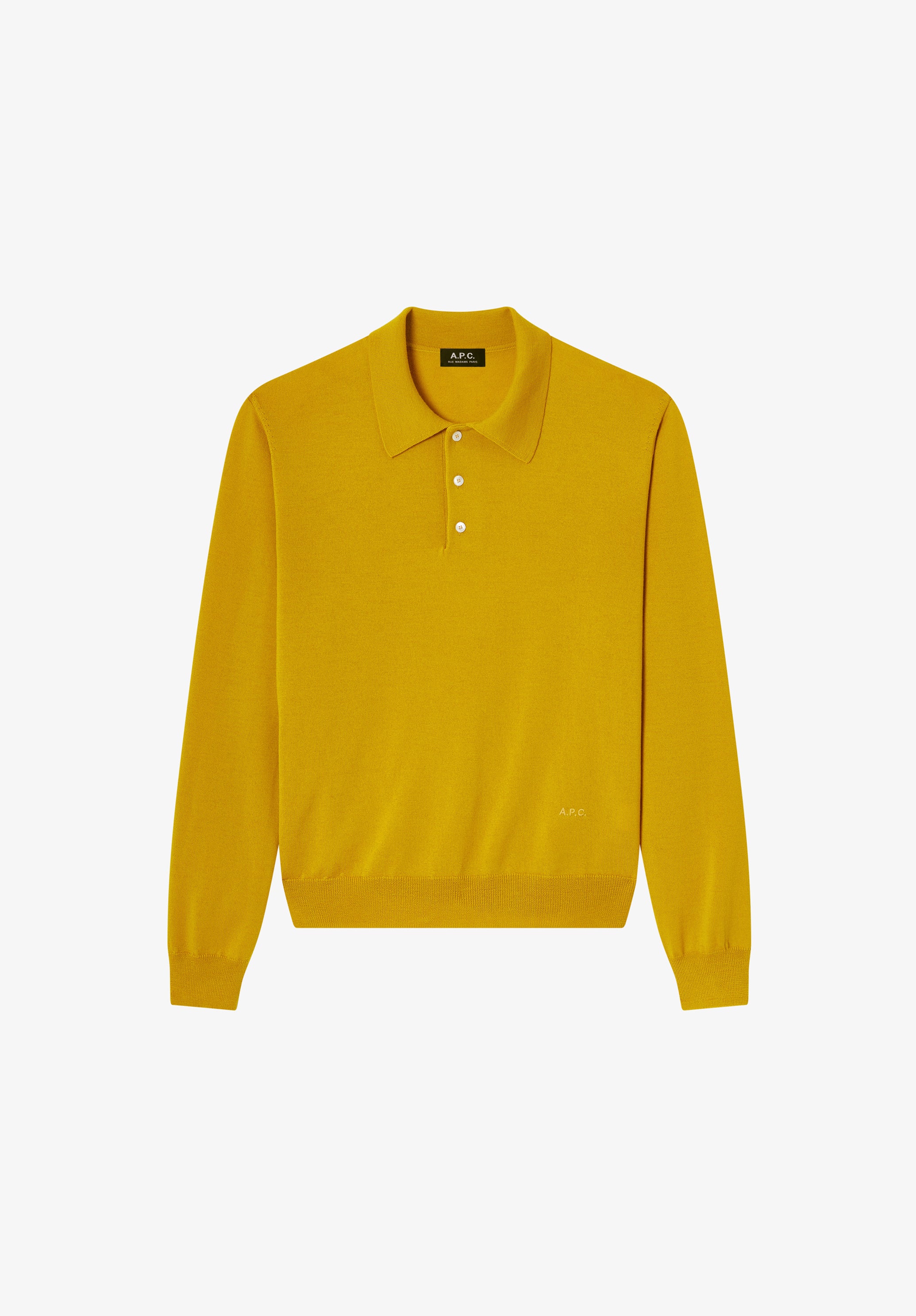 Yellow merino wool polo - 0