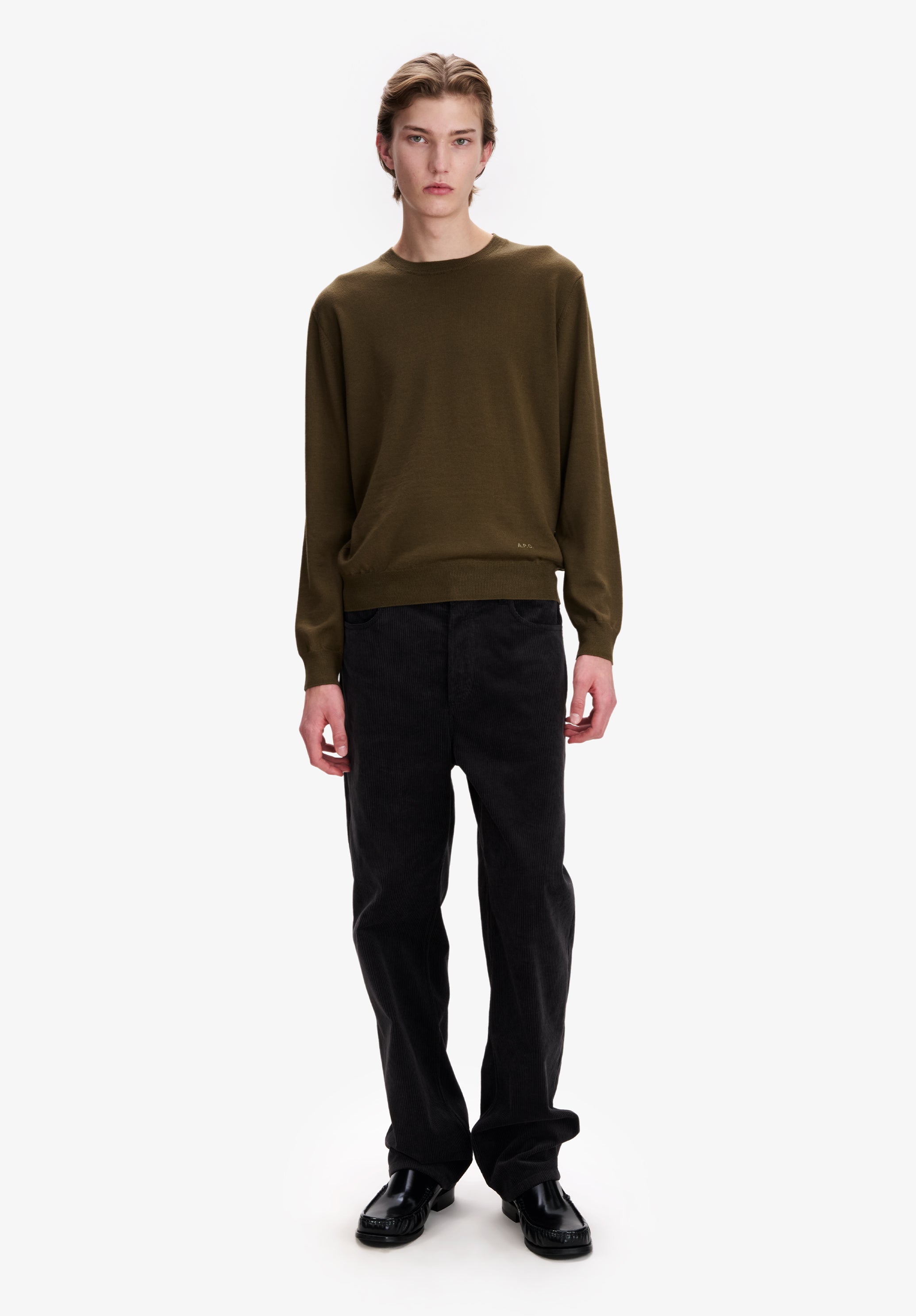 Khaki merino wool sweater - 1