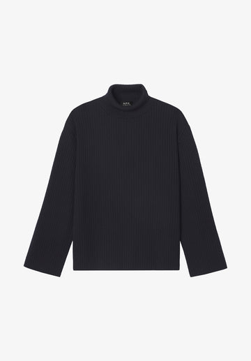 Navy blue high-neck sweater