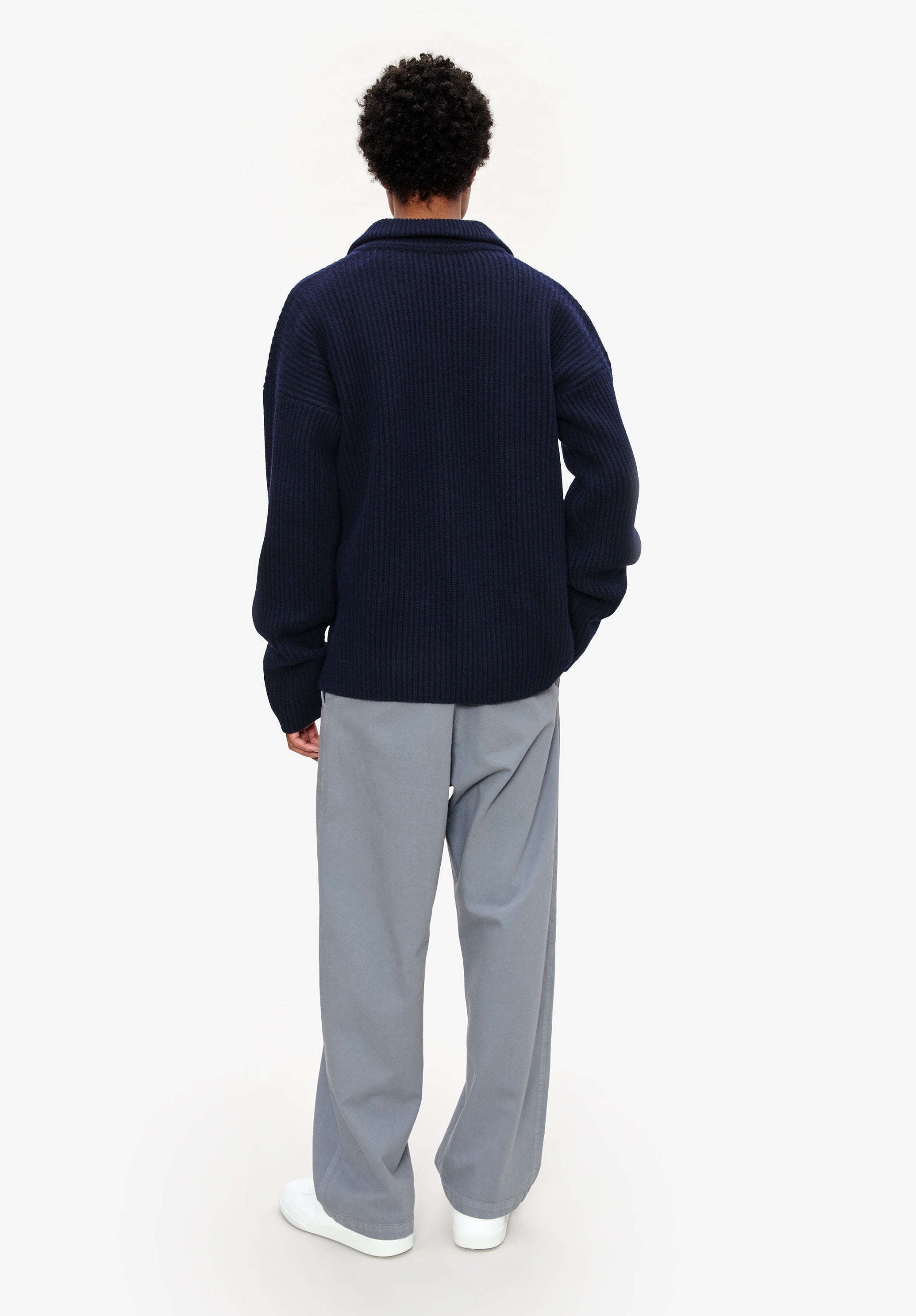 Wide-rib jumper with spread collar - 3