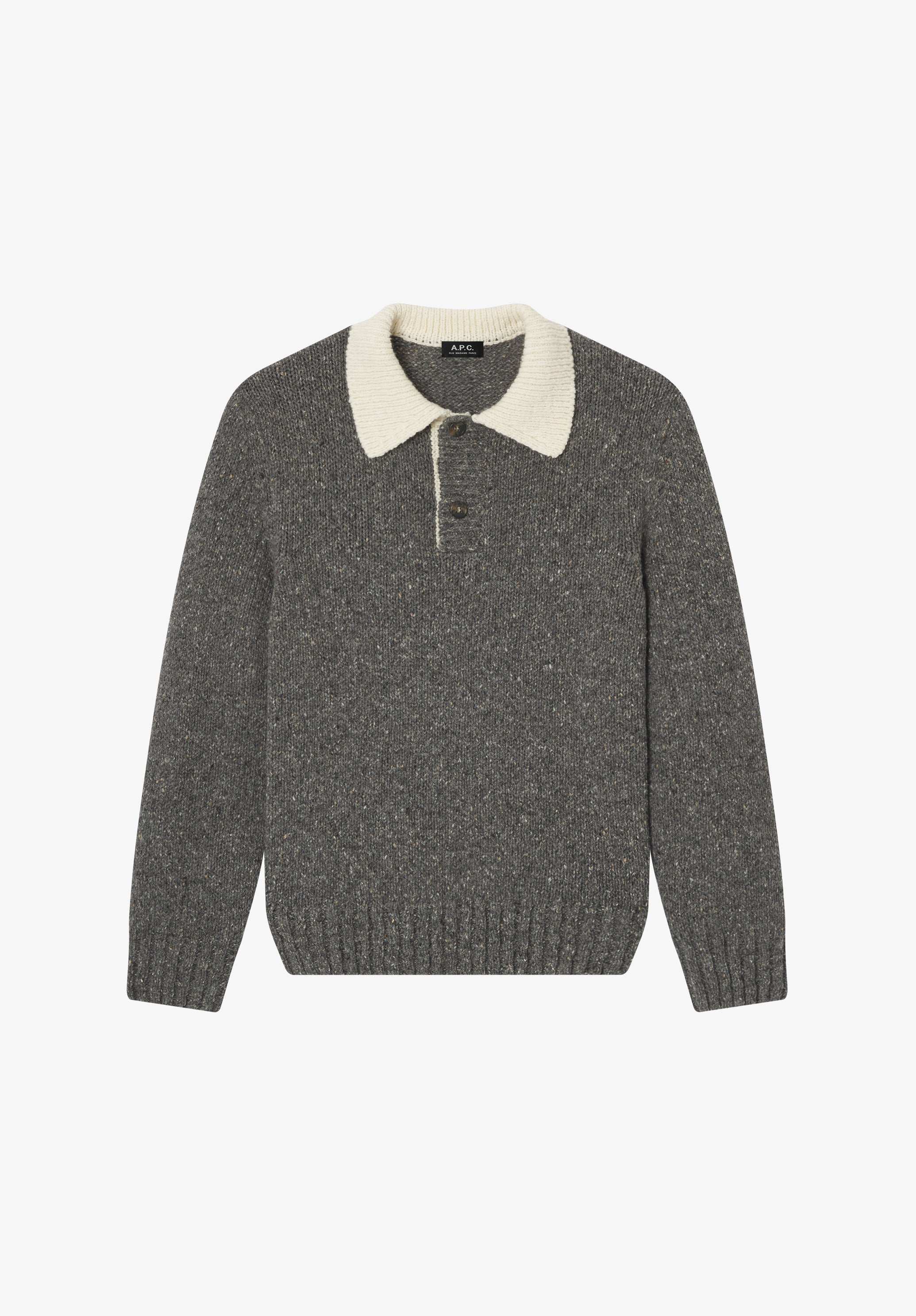 トップス 90s A.P.C. skipper knit polo gray Cotton Short Sleeve 'Skipper' Polo Charcoal – Bryceland's