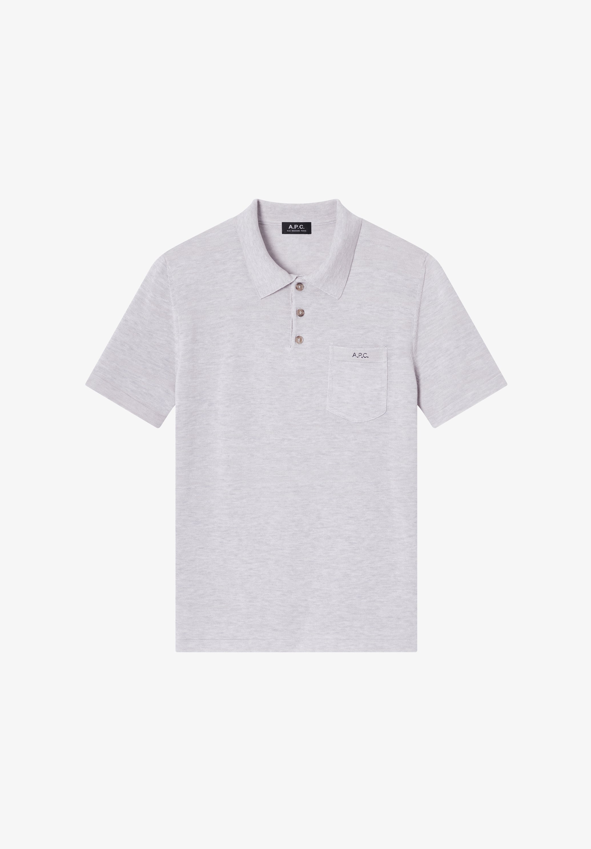 Heather grey merino wool polo - 0
